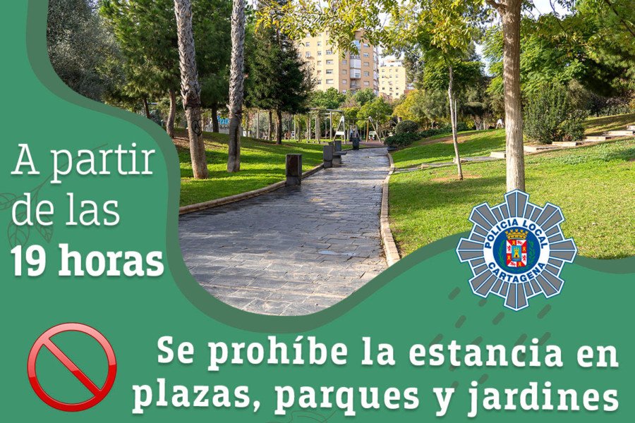 La Policía Local recuerda la prohibición de permanecer en los parques y zonas de esparcimiento a partir de las siete de la tarde 1 La Policía Local recuerda la prohibición de permanecer en los parques y zonas de esparcimiento a partir de las siete de la tarde