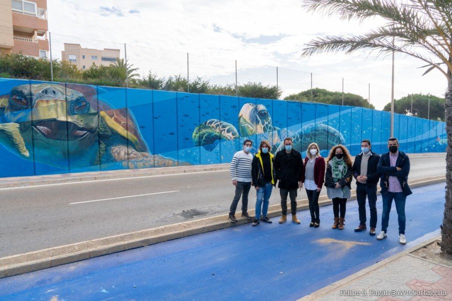 Finaliza el gran mural marino de Monteblanco en La Manga del Mar Menor 1 Finaliza el gran mural marino de Monteblanco en La Manga del Mar Menor